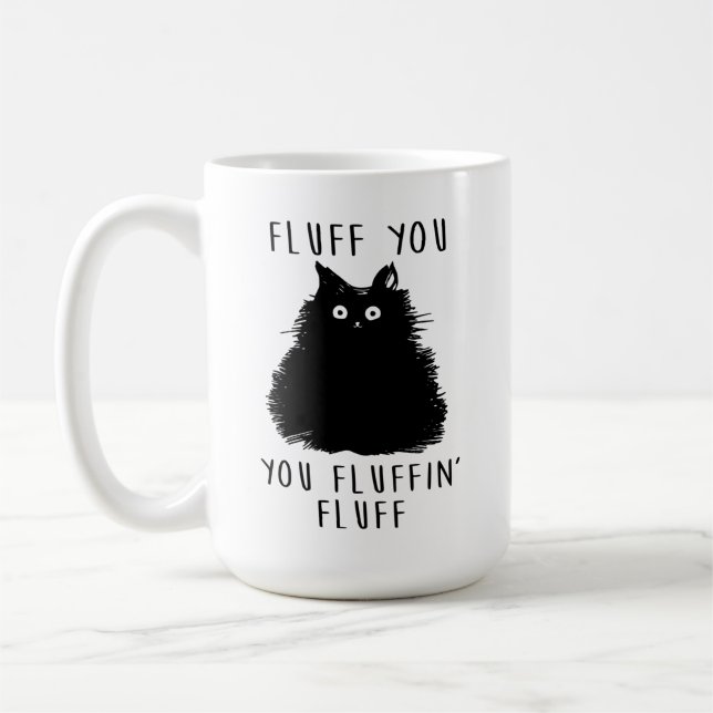 Fluff You Black Cat Zeichnend Kaffeetasse (Links)