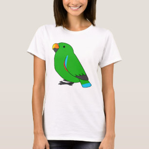 Fluffe Cartoon aus grünem Ektuspapagei zeichnend T-Shirt