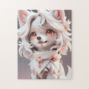 Fluffe, rosa und weiße Welpe