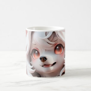 Fluffe, rosa und weiße Welpe Kaffeetasse