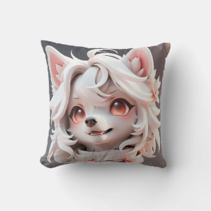 Fluffe, rosa und weiße Welpe Kissen