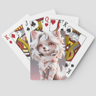 Fluffe, rosa und weiße Welpe Spielkarten