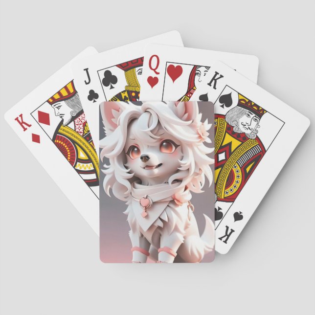 Fluffe, rosa und weiße Welpe Spielkarten (Rückseite)