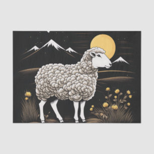 Fluffe Schafe in einer nächtlichen Landschaft Seidenpapier
