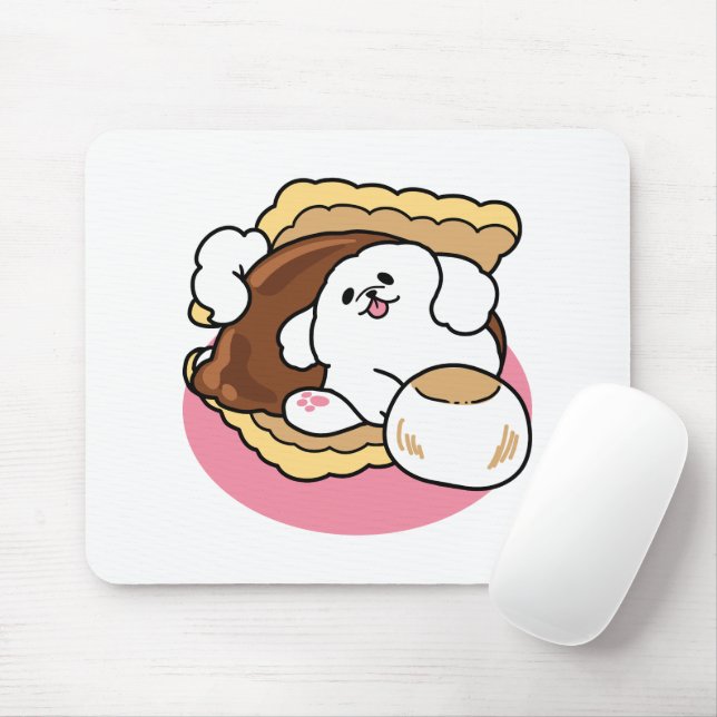 Fluffier als a S’more - Niedlicher Hund und Desser Mousepad (Mit Mouse)