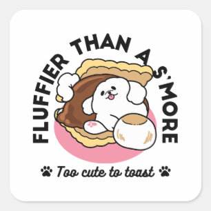 Fluffier als a S’more - Niedlicher Hund und Desser Quadratischer Aufkleber