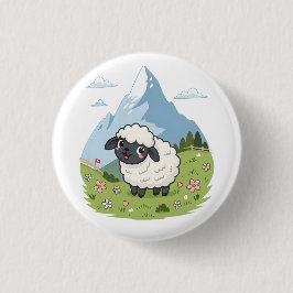 Fluffiest Lawn Mower – Adorable Blacknose Sheep Button