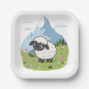Fluffiest Lawn Mower – Adorable Blacknose Sheep Pappteller