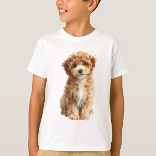 Fluffige braune Locken Süßer Hundewelpe Kinder T-Shirt