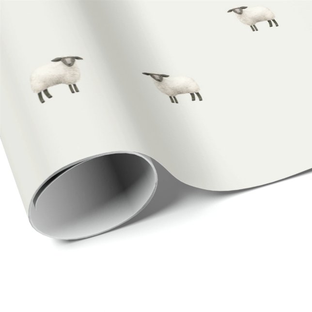 Fluffige Farm - Mini-Lamm-Schaf  Geschenkpapier (Rolleneckpunkt)