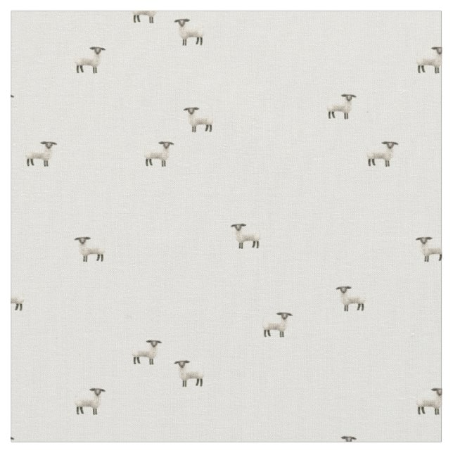 Fluffige Farm - Mini-Lamm-Schafe  Stoff (Nahaufnahme)