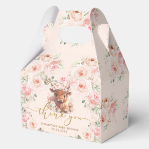 Fluffige Highland-Kuh Rosa Florale Babyparty Geschenkschachtel
