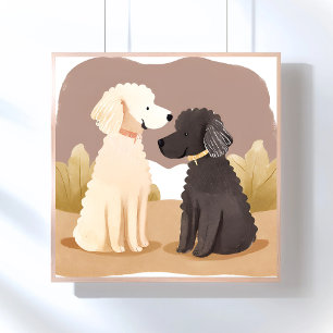 Fluffige Hunde Haustier Aquarellmalerei Poster