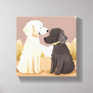 Fluffige Hunde   Haustier-Wasserfarbenmalerei Leinwanddruck