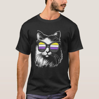 Fluffige Katze mit nichtbinärer Pride-Brille Lusti T-Shirt