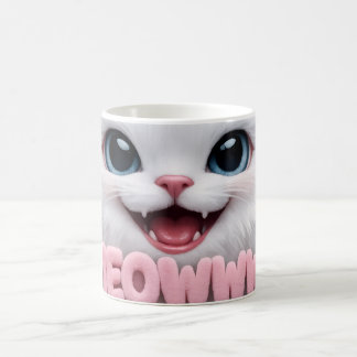 Fluffige Meoww-Katzen-Tasse Kaffeetasse