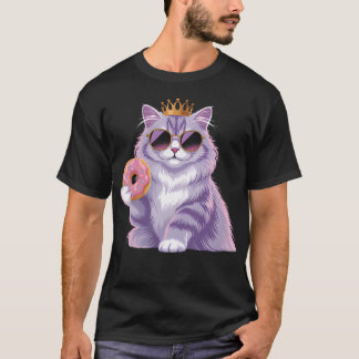 Fluffige Prinzessin Katze Donut Sonnenbrille Lusti T-Shirt