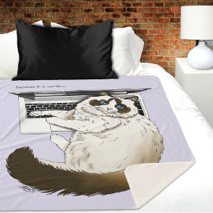 Fluffige Ragdoll-Katze Lavendel Laptop Lustig Sherpadecke