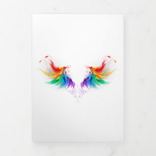 Fluffige Regenbogenflügel Dreifach Gefaltete Einladung