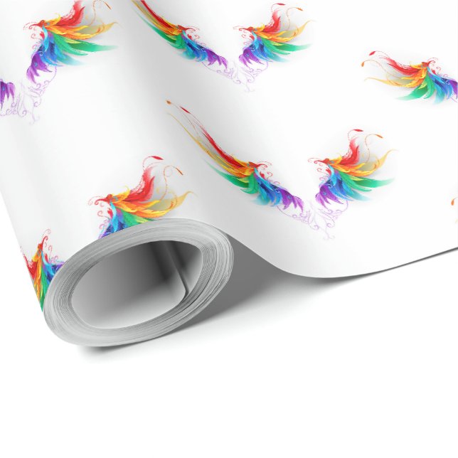 Fluffige Regenbogenflügel Geschenkpapier (Rolleneckpunkt)