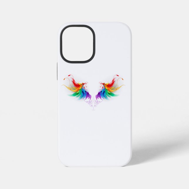 Fluffige Regenbogenflügel iPhone 12 Mini Hülle (Rückseite)