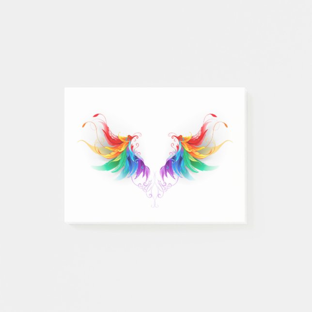 Fluffige Regenbogenflügel Post-it Klebezettel (Vorderseite)