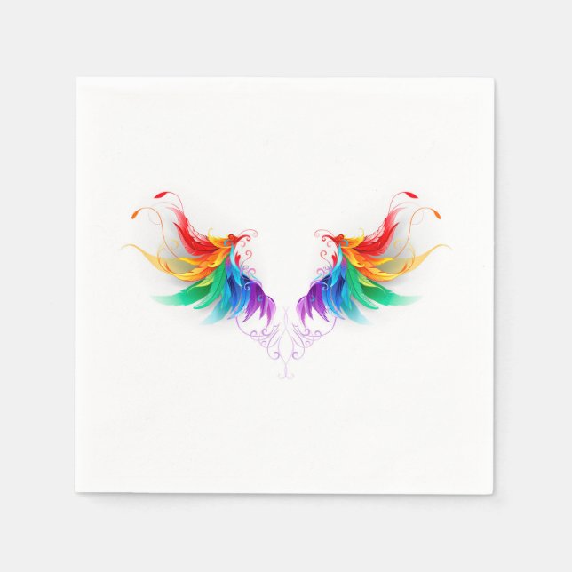 Fluffige Regenbogenflügel Serviette (Vorderseite)