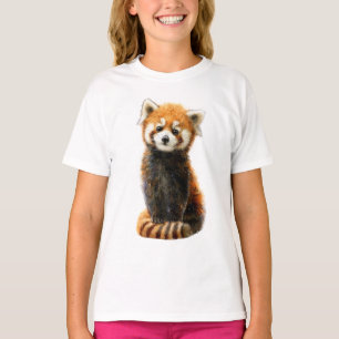 Fluffige rote Panda-Jungtier-Illustration für Kind T-Shirt