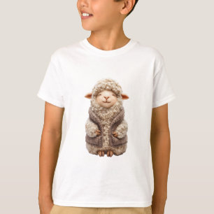 Fluffige Schafe in gestrickter Weste Kinder T-Shirt