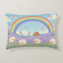 Fluffige Schafe Lavendel Feld Regenbogen Kunst
