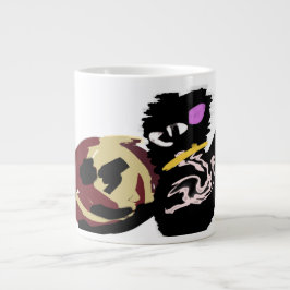 Fluffige schwarze Katze Jack o Laterne Spaß Jumbo-Tasse