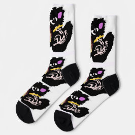 Fluffige schwarze Katze Jack o Laterne Spaß Socken