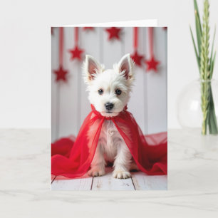 Fluffige Weihnachtskarte mit weißem Hund Karte
