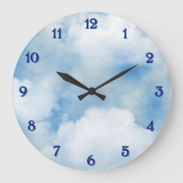 Fluffige Weiße Wolken Große Wanduhr
