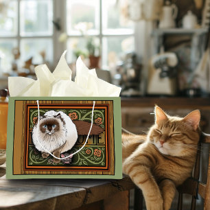 Fluffige Willkommen Siamesische Katze Maus Vintage Große Geschenktüte