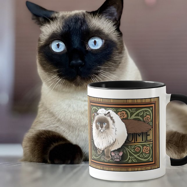 Fluffige Willkommens-Siameserkatze Maus Vintage Tasse (Von Creator hochgeladen)