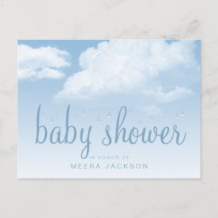 Fluffige Wolken Regentropfen Babyparty Einladungspostkarte