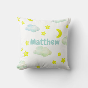Fluffige Wolken und Sterne Monogramm Kissenhülle Kissen