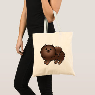 Fluffiger brauner Cartoon-Pomeranian-Hund Tragetasche