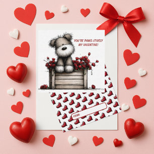 Fluffiger Hunde Valentinstagskarte für Kinder Mitteilungskarte