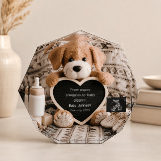 Fluffiger Welpen-Hundefreunde Schwangerschaftsankü Fotoblock