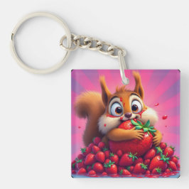 Fluffiges Eichhörnchen „Verrückt nach Erdbeeren“, Schlüsselanhänger