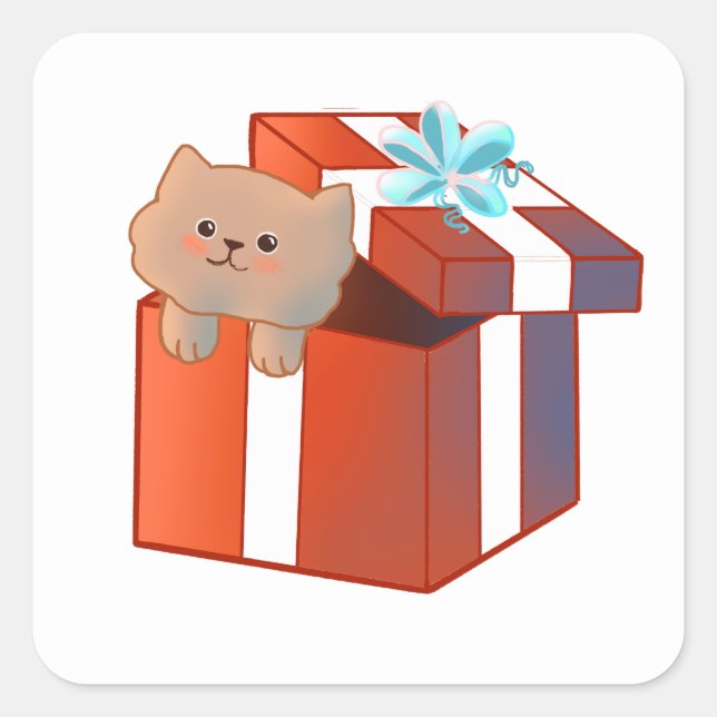 Fluffiges Geschenk Quadratischer Aufkleber (Vorderseite)