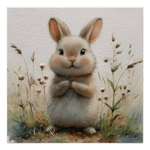 Fluffiges Gesicht: Ein bisschen wunderlicher Hase Poster