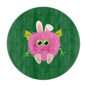 Fluffiges kleines rosa Kaninchenmonster Schneidebrett
