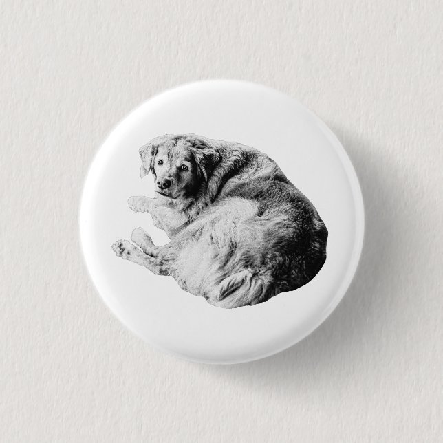 Fluffiges Nest, freundlicher Blick Button (Vorderseite)