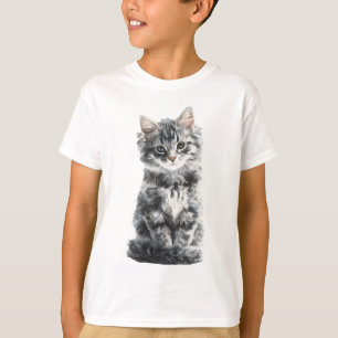 Fluffiges silbernes Maine-Coon-Kätzchen für Kinder T-Shirt
