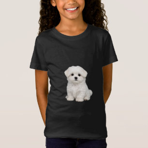 Fluffiges weißes Malteser-Welpenporträt Süßer Hund T-Shirt