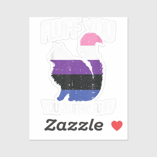Fluffin Fluff Gender Fluid Pride Katze Aufkleber (Blatt)