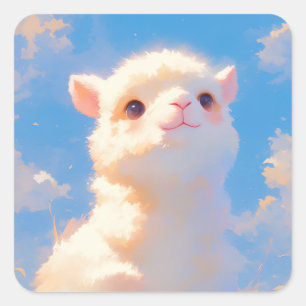 Fluffy Alpaca Wonder Quadratischer Aufkleber